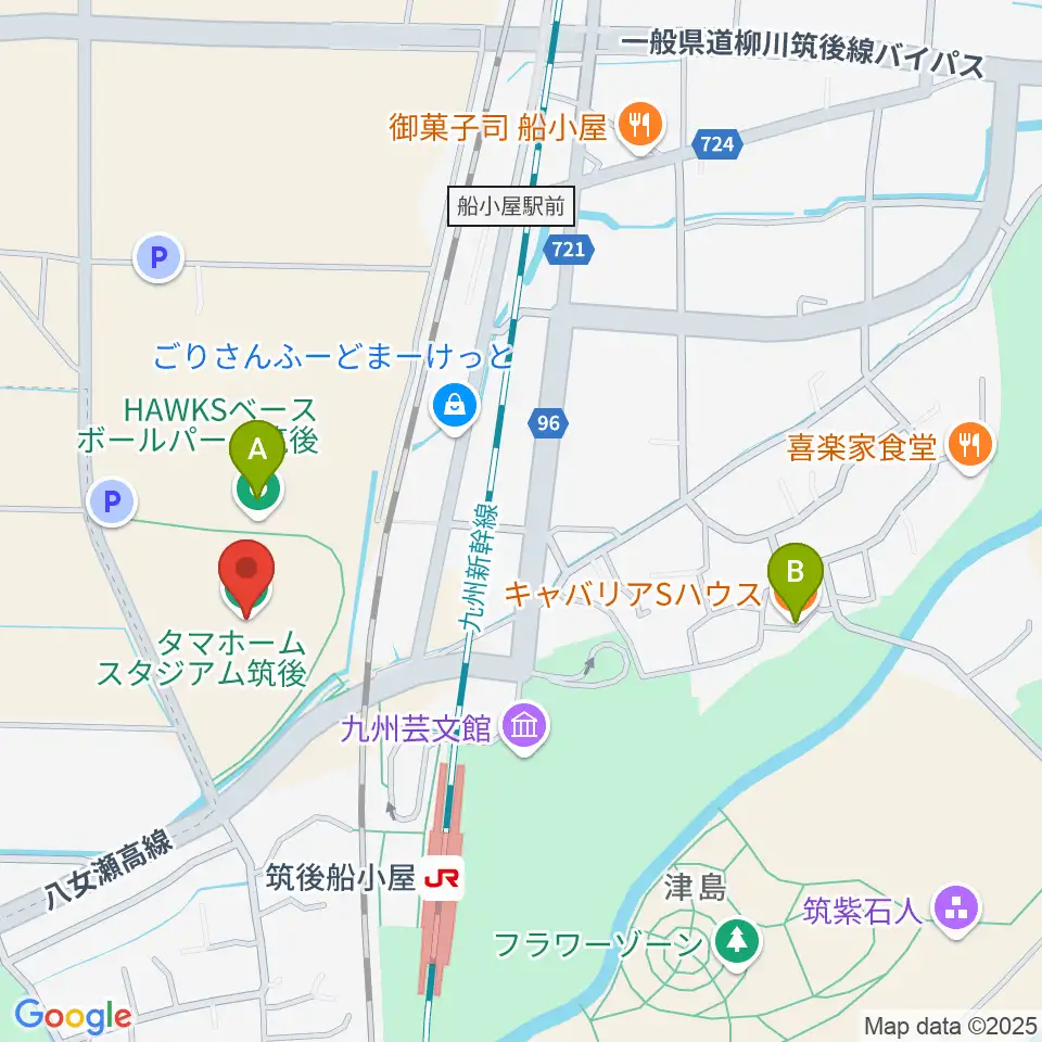 タマホーム スタジアム筑後周辺のカフェ一覧地図