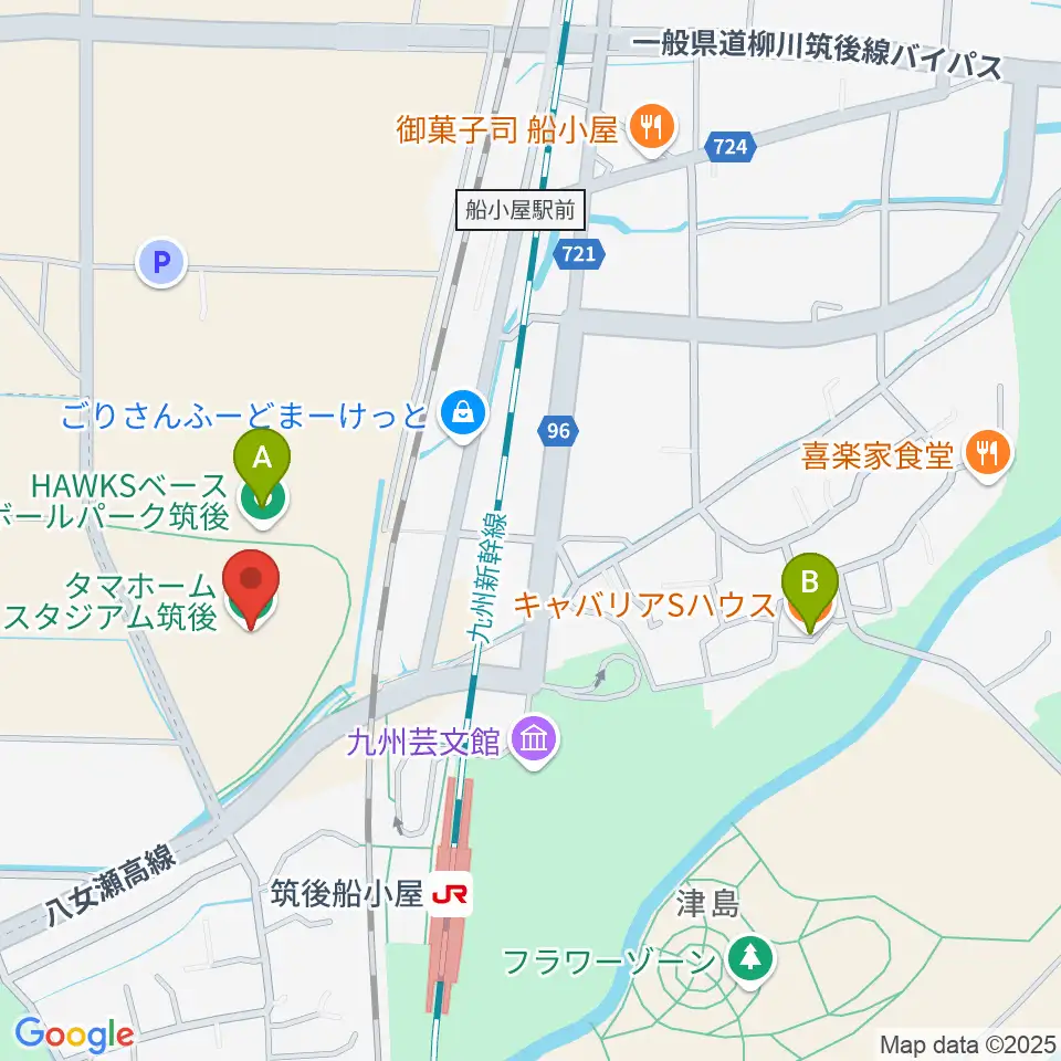 タマホーム スタジアム筑後周辺のカフェ一覧地図
