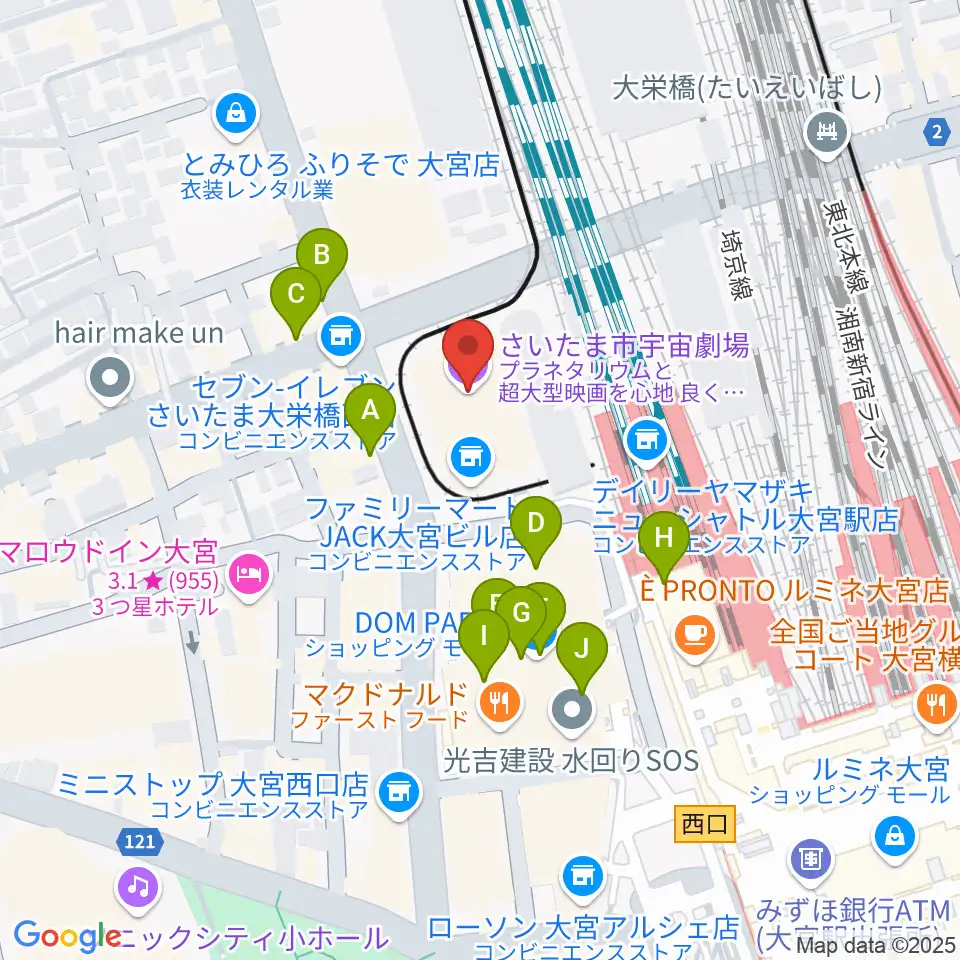 さいたま市宇宙劇場周辺のカフェ一覧地図