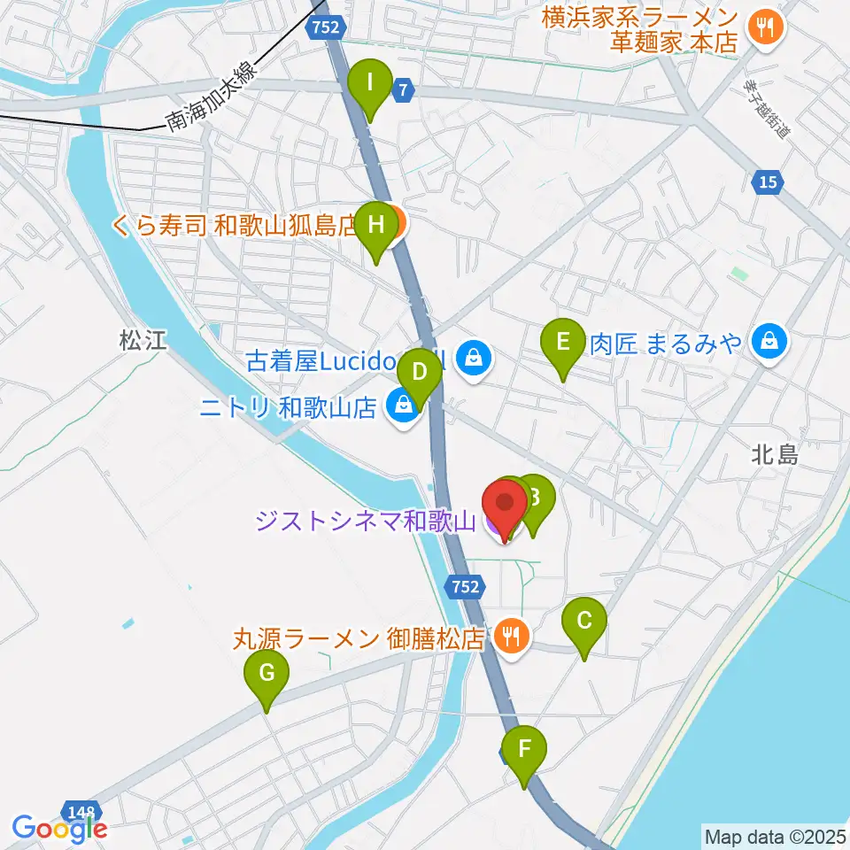 ジストシネマ和歌山周辺のカフェ一覧地図