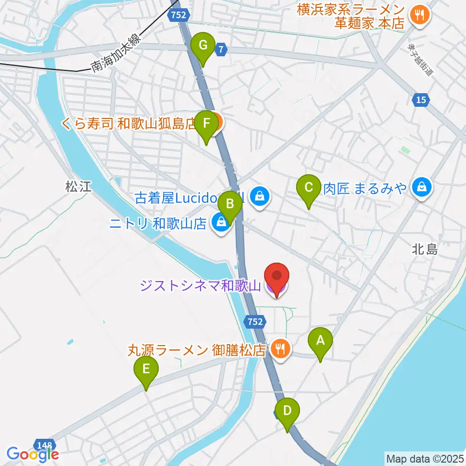 ジストシネマ和歌山周辺のカフェ一覧地図