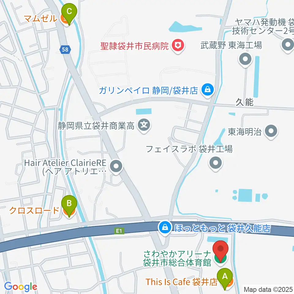 さわやかアリーナ袋井市総合体育館周辺のカフェ一覧地図