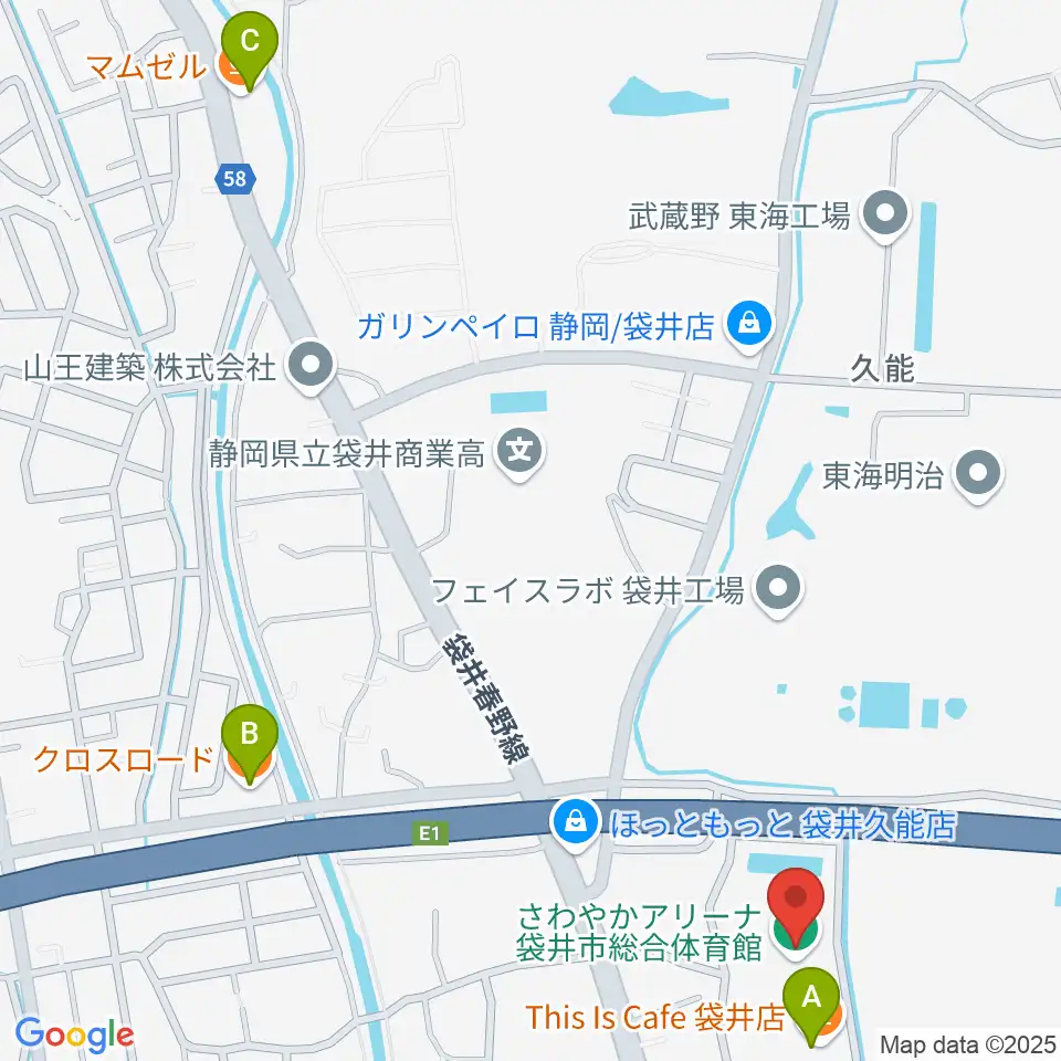 さわやかアリーナ袋井市総合体育館周辺のカフェ一覧地図