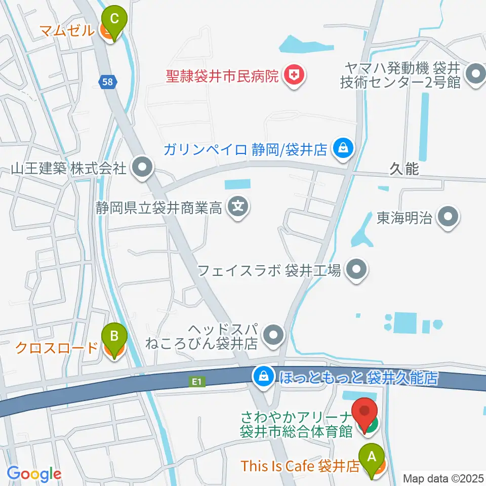 さわやかアリーナ袋井市総合体育館周辺のカフェ一覧地図