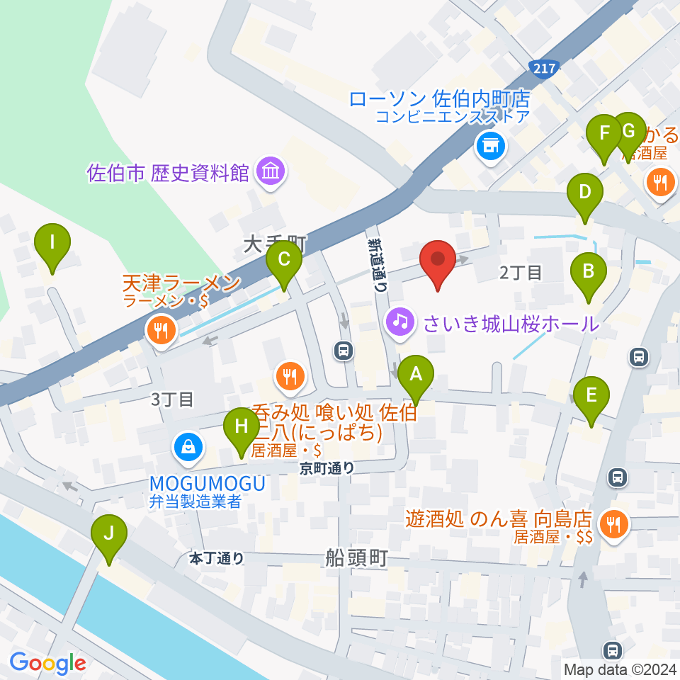 さいき城山桜ホール周辺のカフェ一覧地図