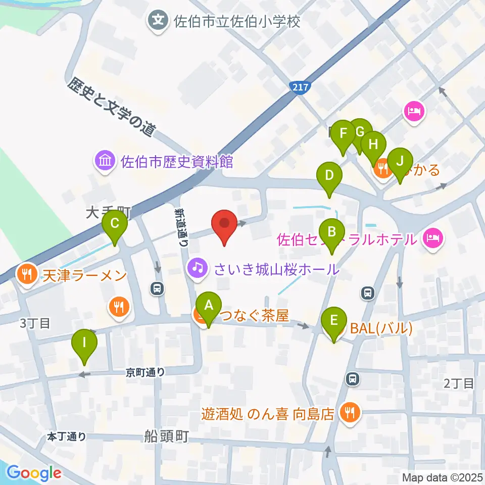 さいき城山桜ホール周辺のカフェ一覧地図