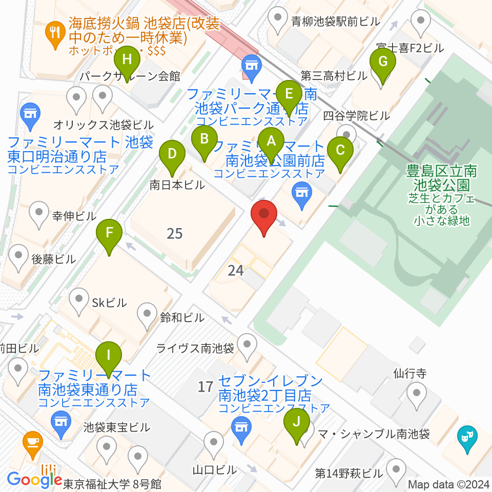 アカペラスタジオBASS ON TOP池袋東口店周辺のカフェ一覧地図