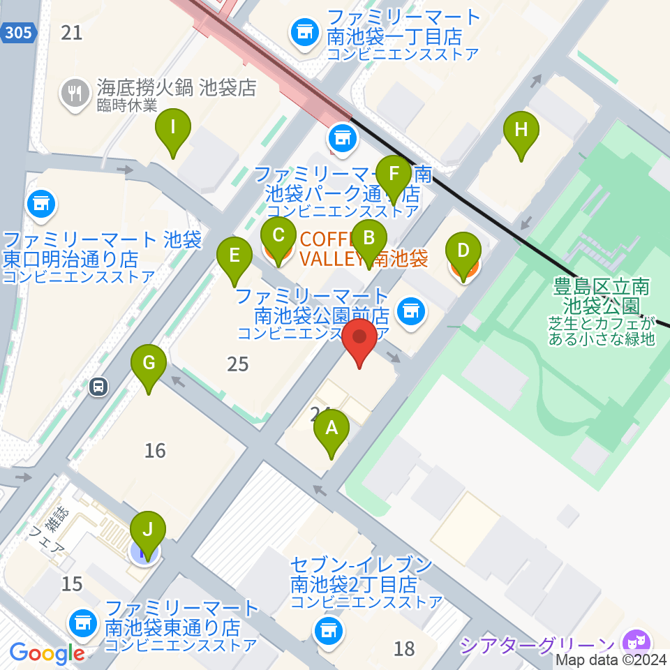 アカペラスタジオBASS ON TOP池袋東口店周辺のカフェ一覧地図