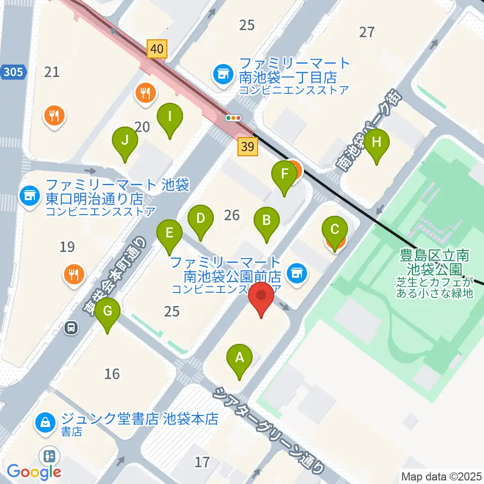 アカペラスタジオBASS ON TOP池袋東口店周辺のカフェ一覧地図