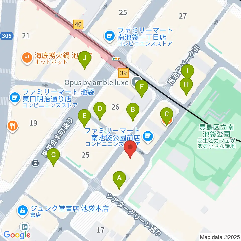 アカペラスタジオBASS ON TOP池袋東口店周辺のカフェ一覧地図