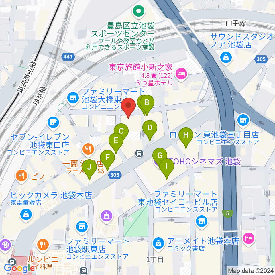 イケベ ユーズド ギターズGET周辺のカフェ一覧地図