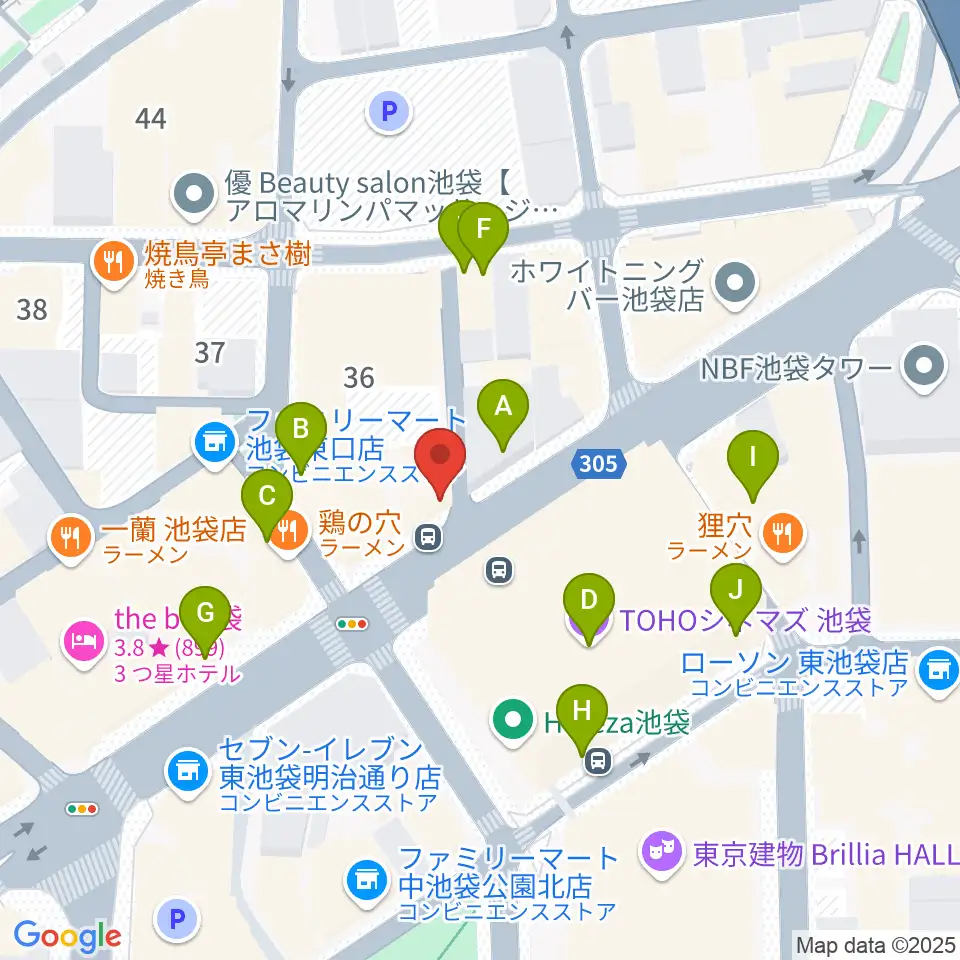 イケベ楽器店GET STOMP周辺のカフェ一覧地図