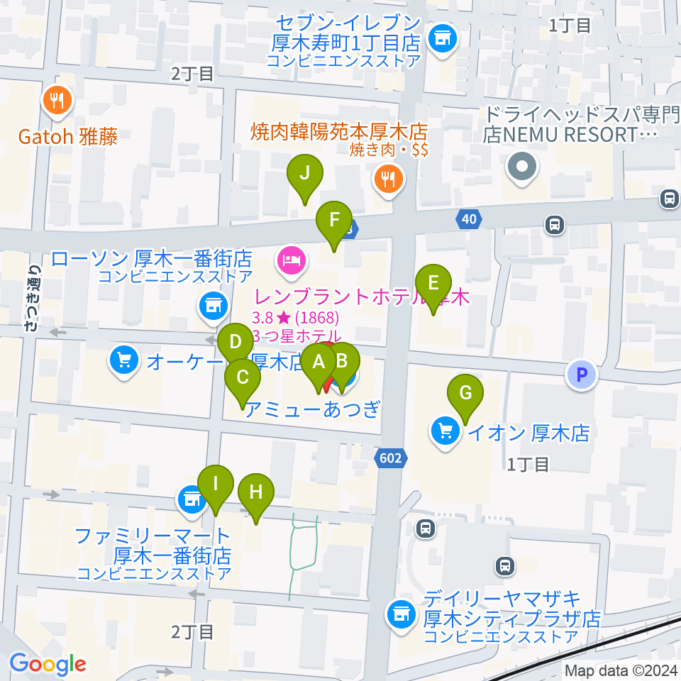 あつぎのえいがかんkiki周辺のカフェ一覧地図