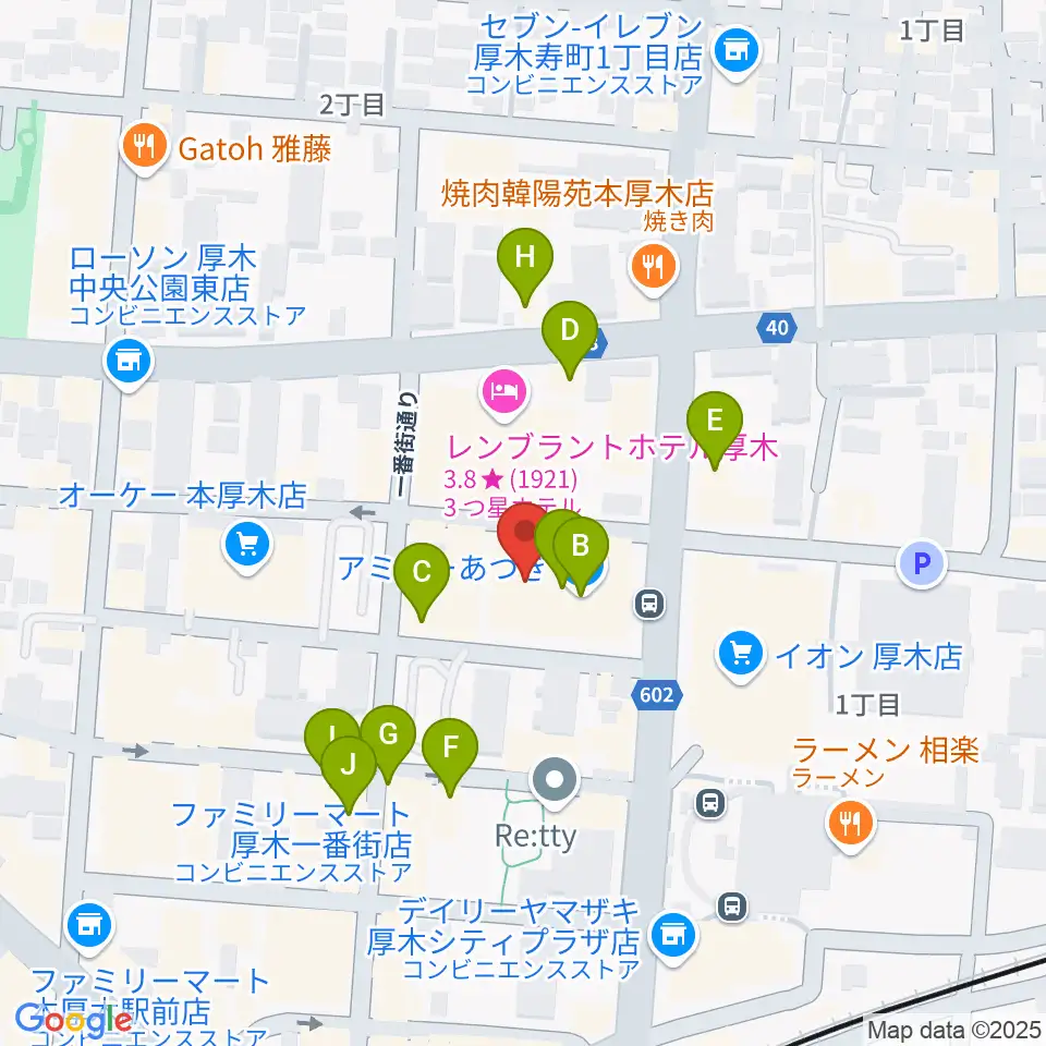 あつぎのえいがかんkiki周辺のカフェ一覧地図