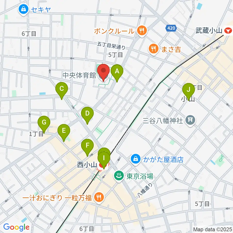 目黒区立中央体育館周辺のカフェ一覧地図
