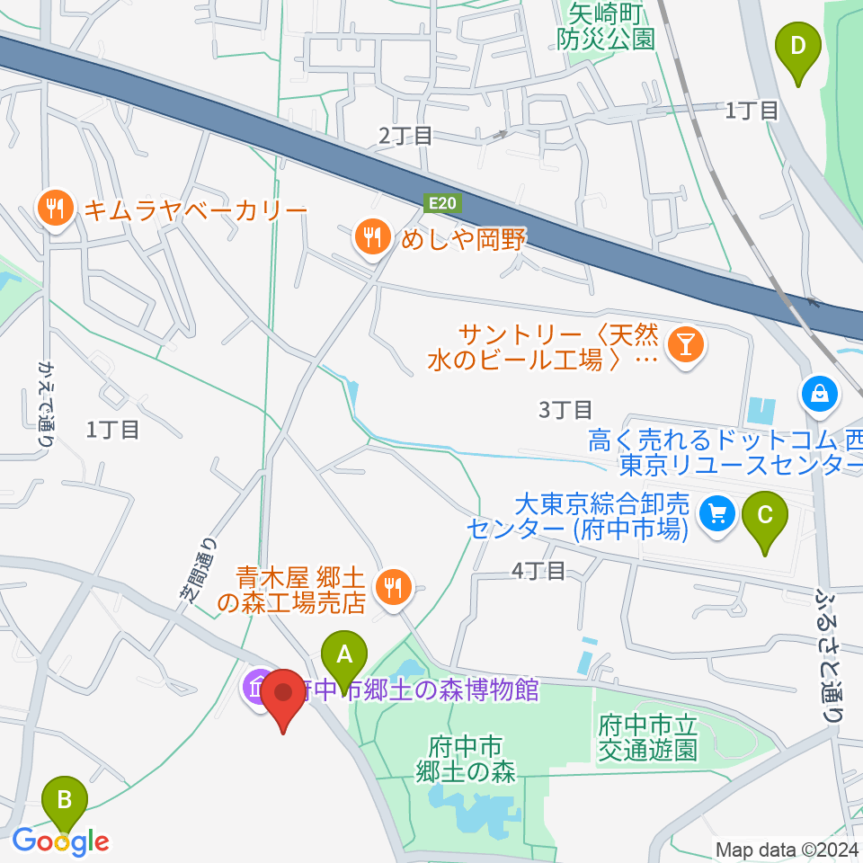 府中市郷土の森博物館周辺のカフェ一覧地図