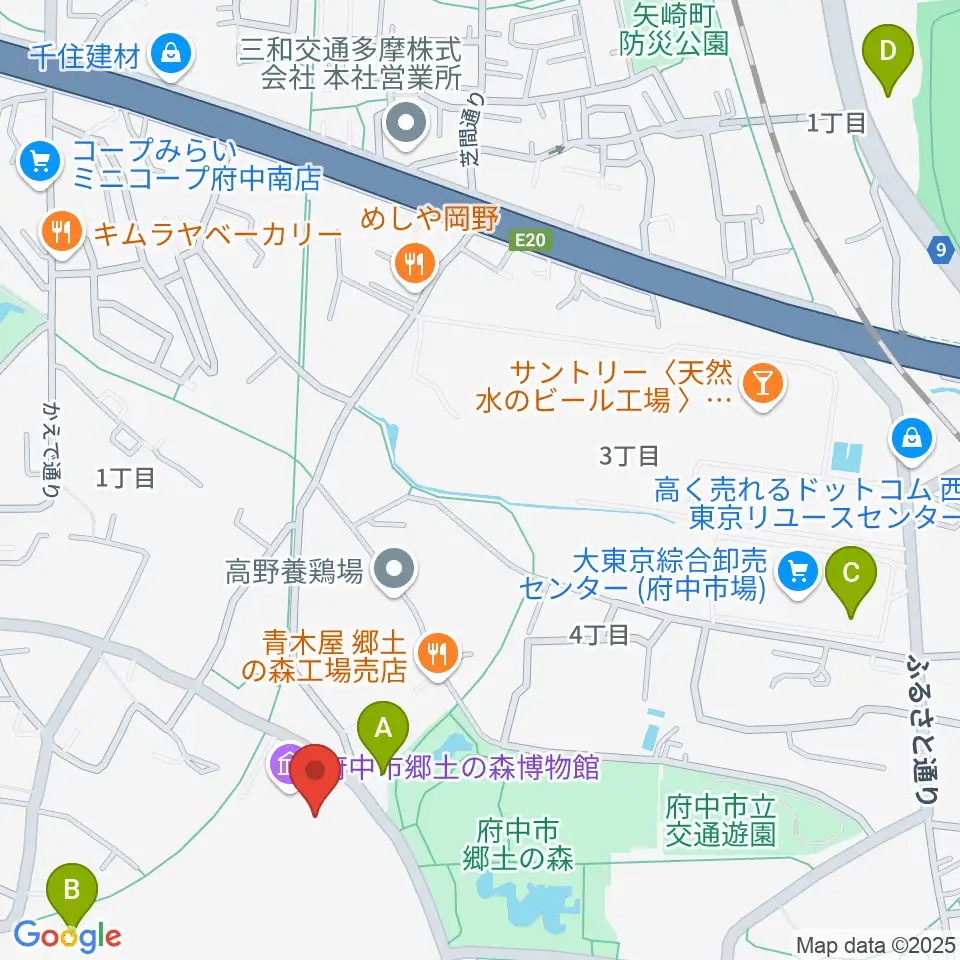 府中市郷土の森博物館周辺のカフェ一覧地図