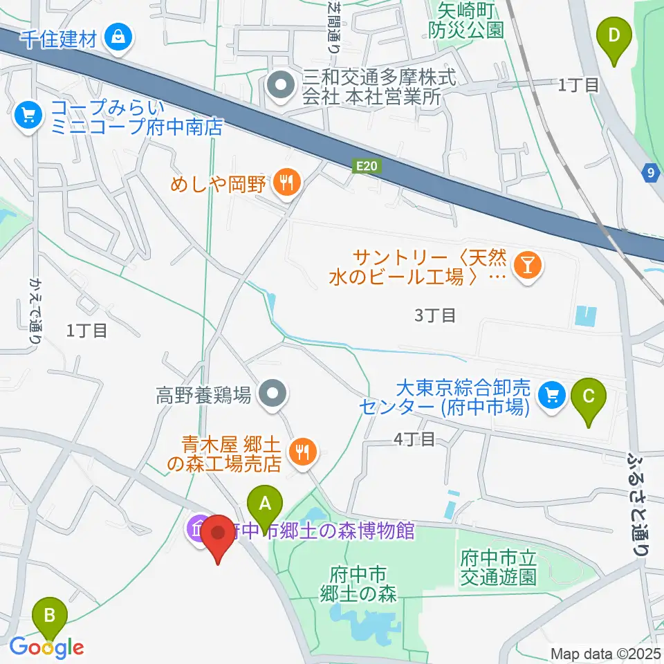 府中市郷土の森博物館周辺のカフェ一覧地図