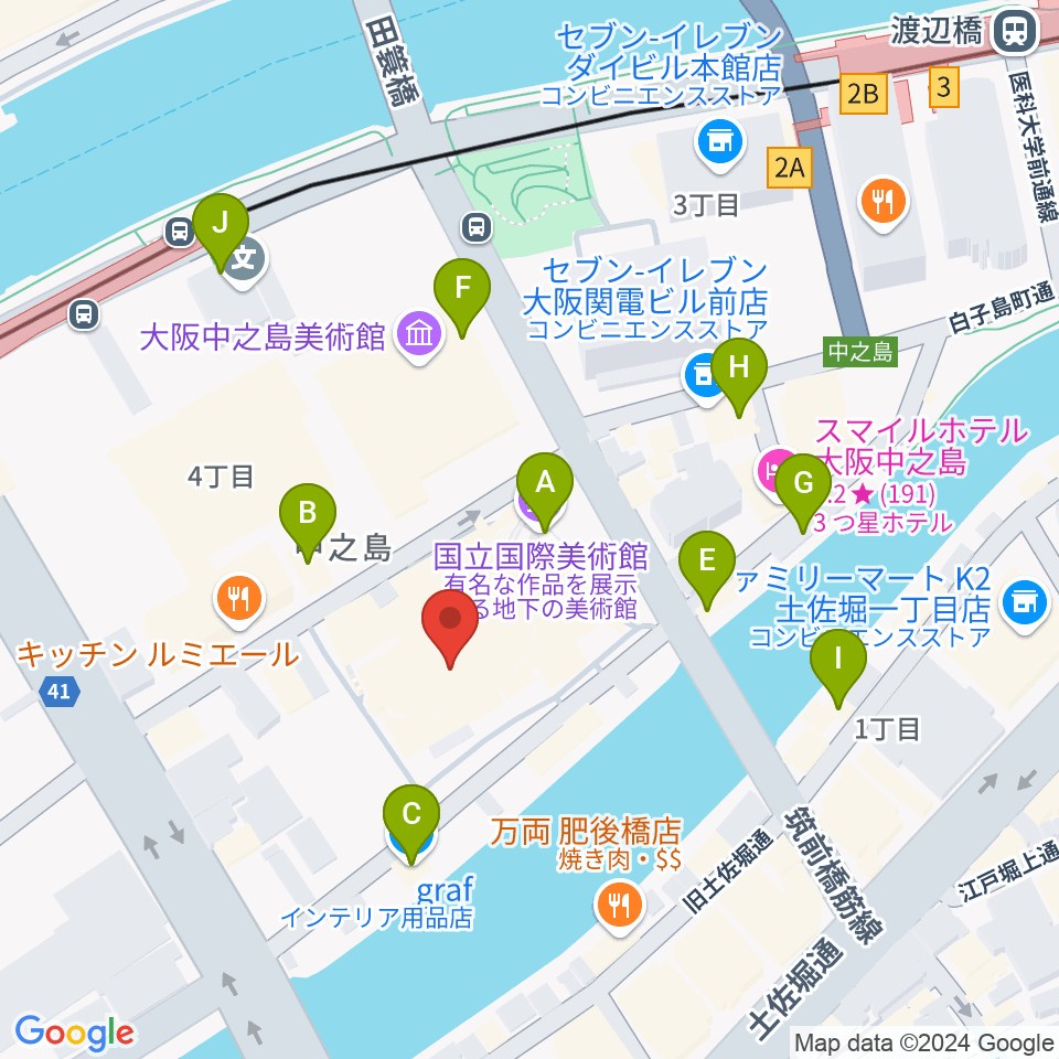 大阪市立科学館周辺のカフェ一覧地図