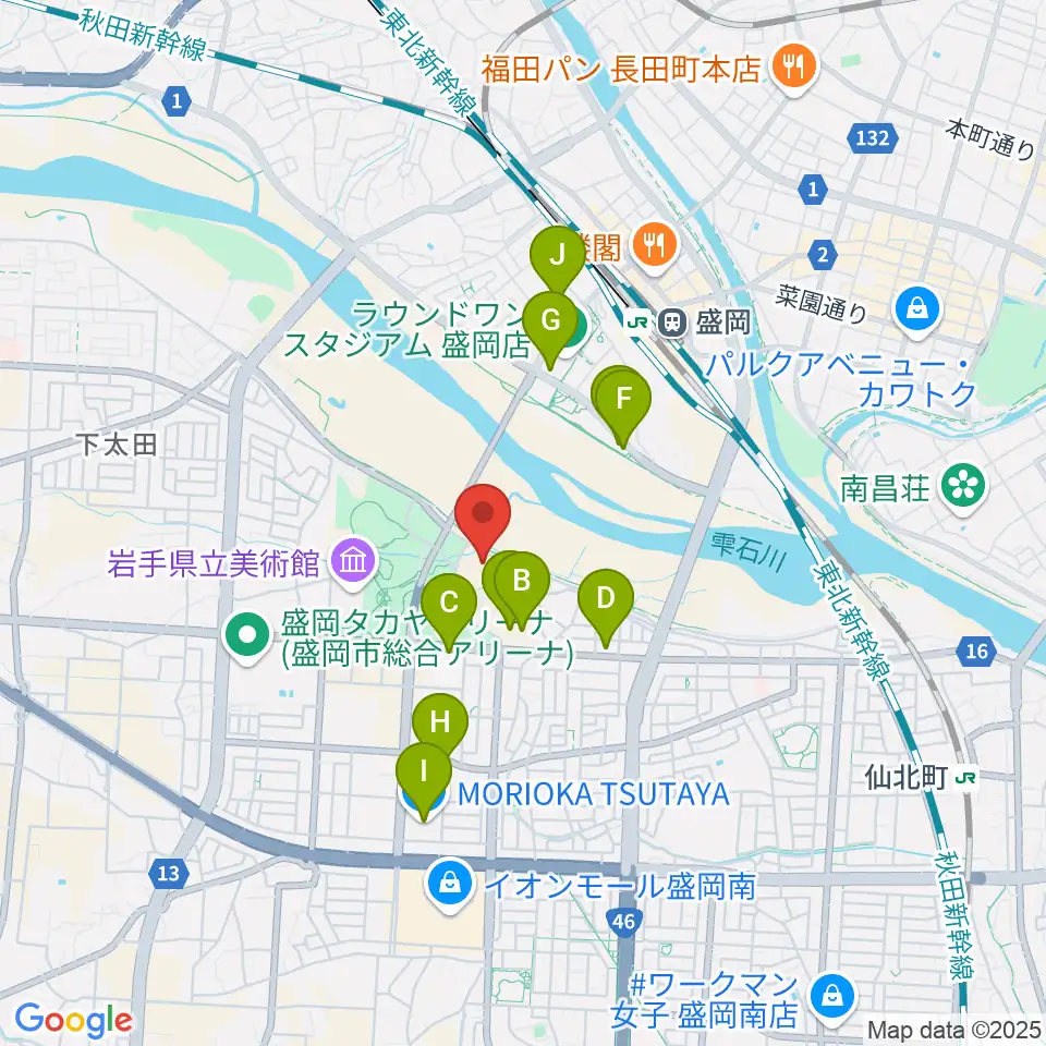 盛岡市子ども科学館周辺のカフェ一覧地図