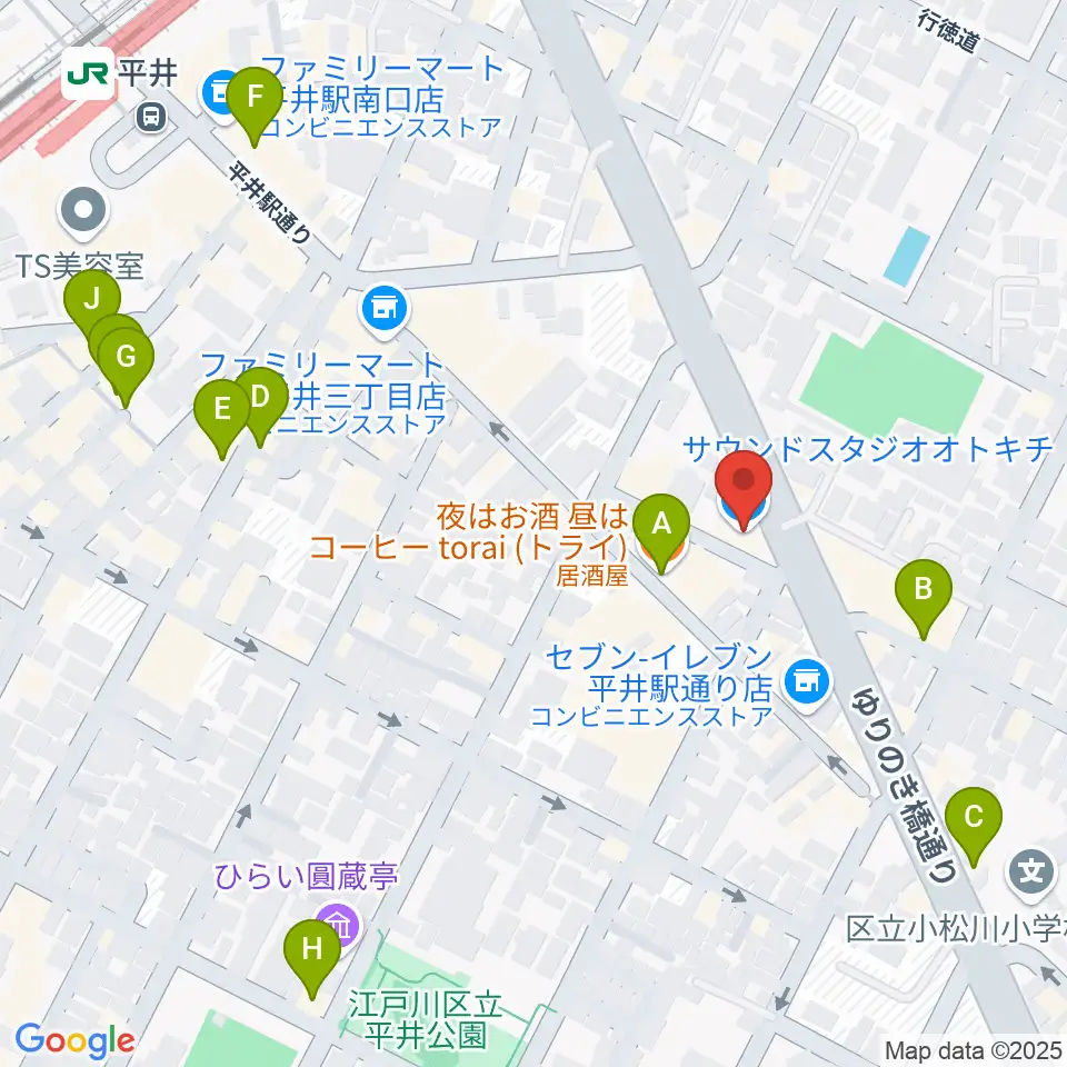 スタジオ・オトキチ周辺のカフェ一覧地図
