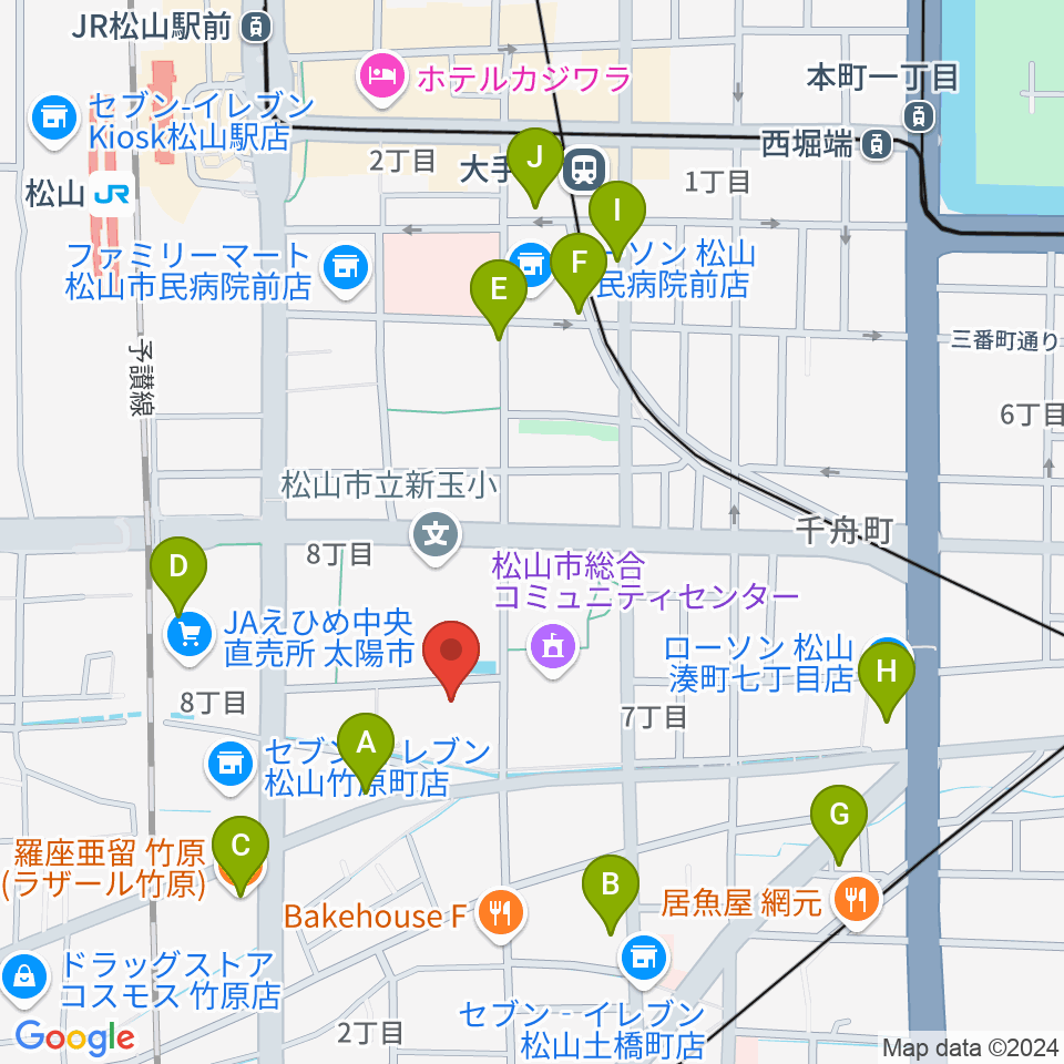 松山コスモシアター周辺のカフェ一覧地図