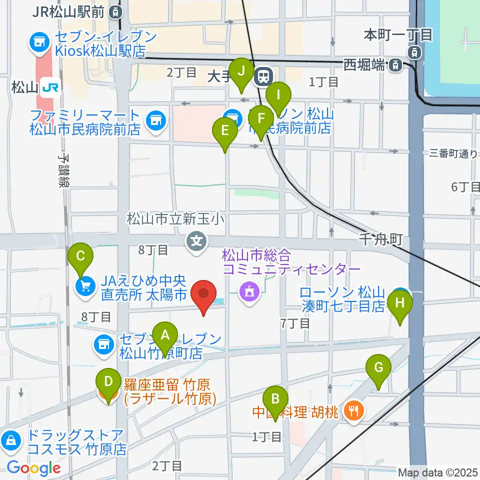松山コスモシアター周辺のカフェ一覧地図