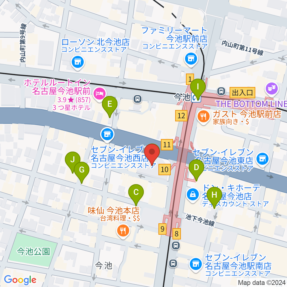 今池ガスホール周辺のカフェ一覧地図