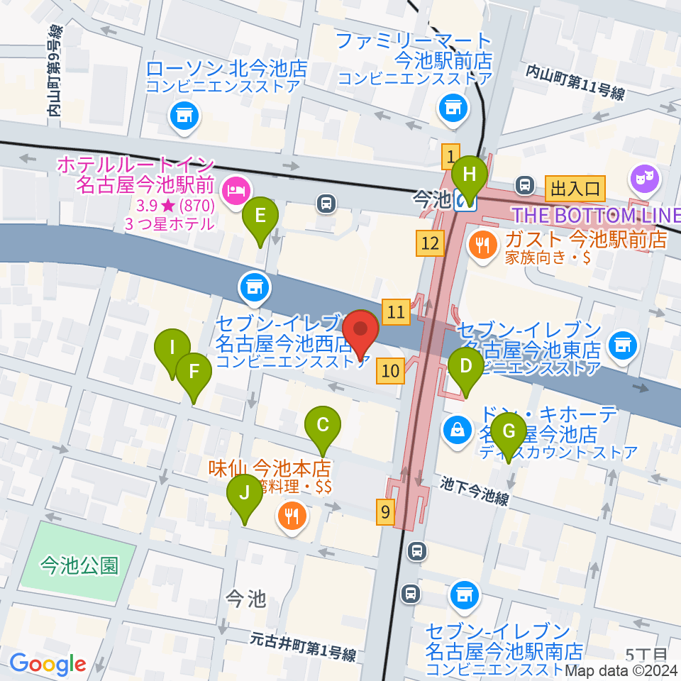 今池ガスホール周辺のカフェ一覧地図