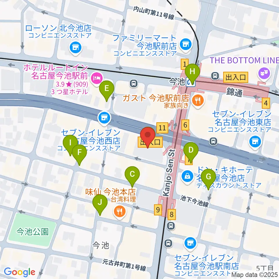 今池ガスホール周辺のカフェ一覧地図