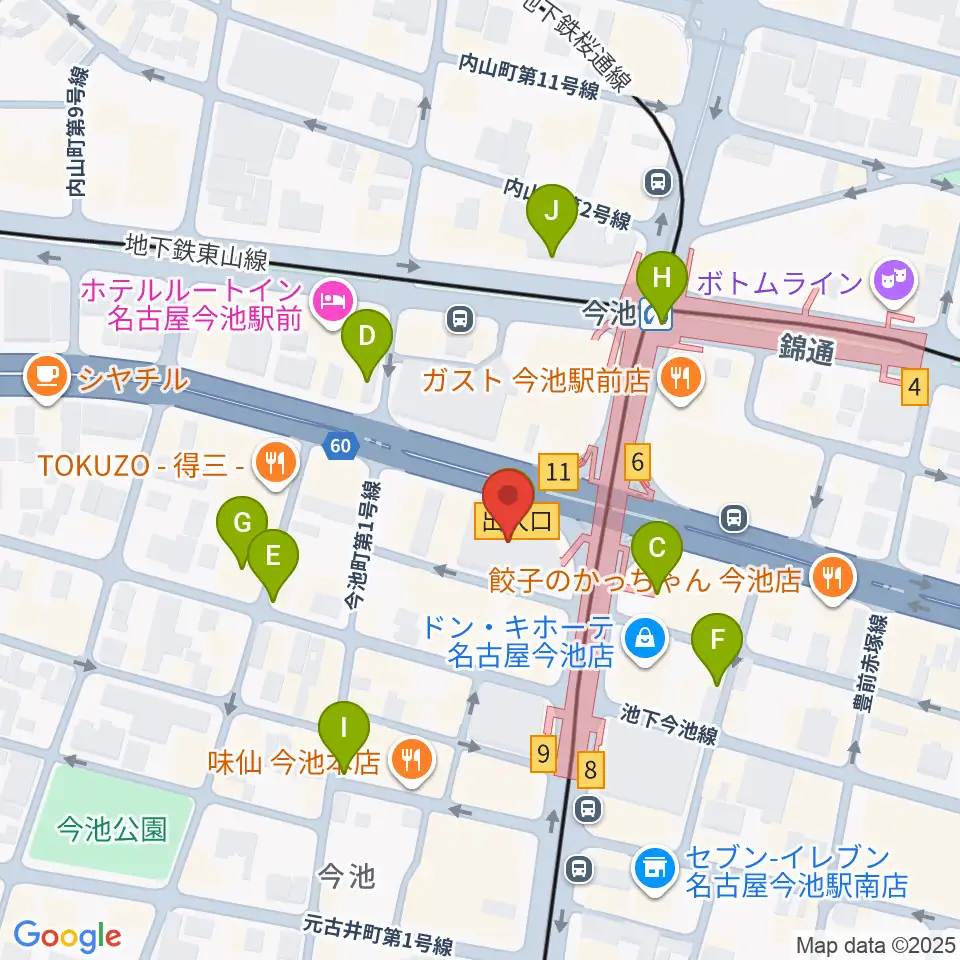 今池ガスホール周辺のカフェ一覧地図