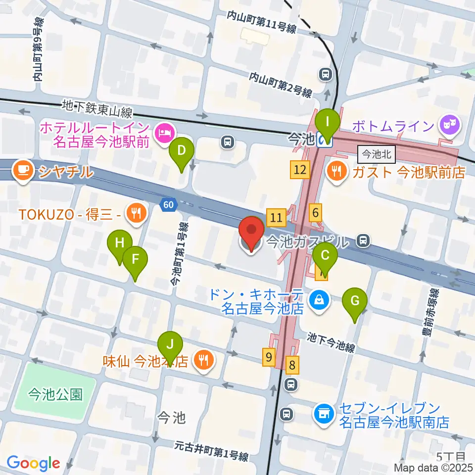 今池ガスホール周辺のカフェ一覧地図