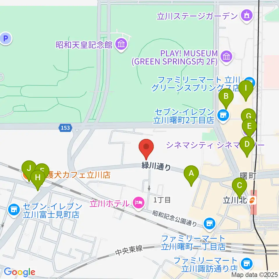 立川けやき座周辺のカフェ一覧地図