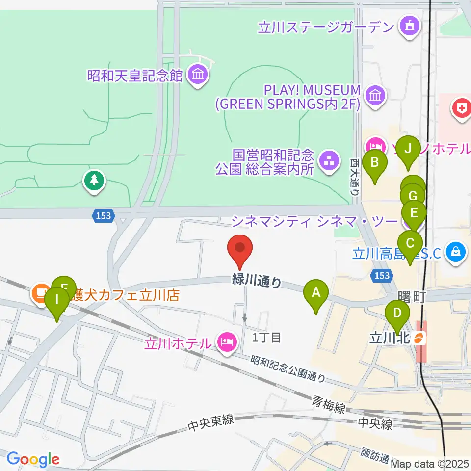 立川けやき座周辺のカフェ一覧地図