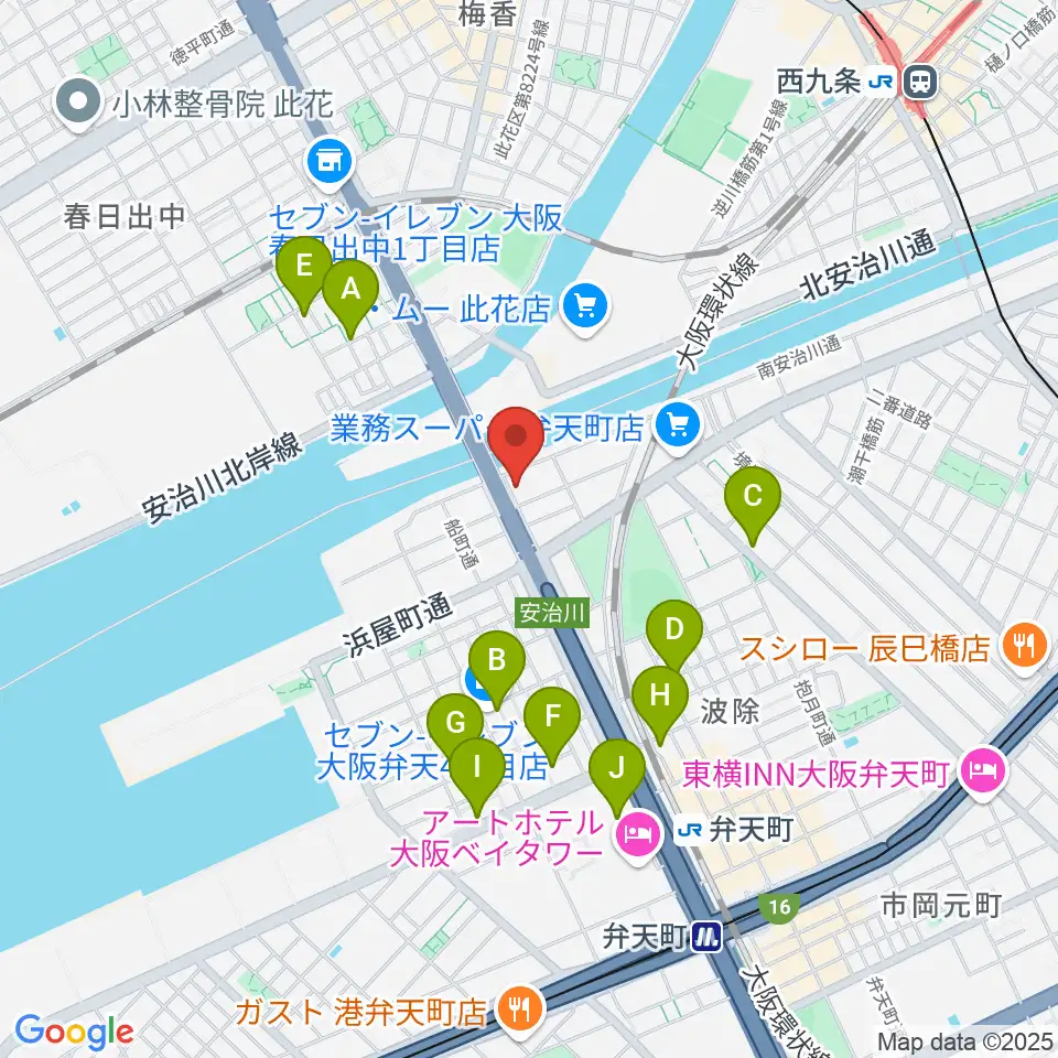 大阪弁天町 世界館周辺のカフェ一覧地図