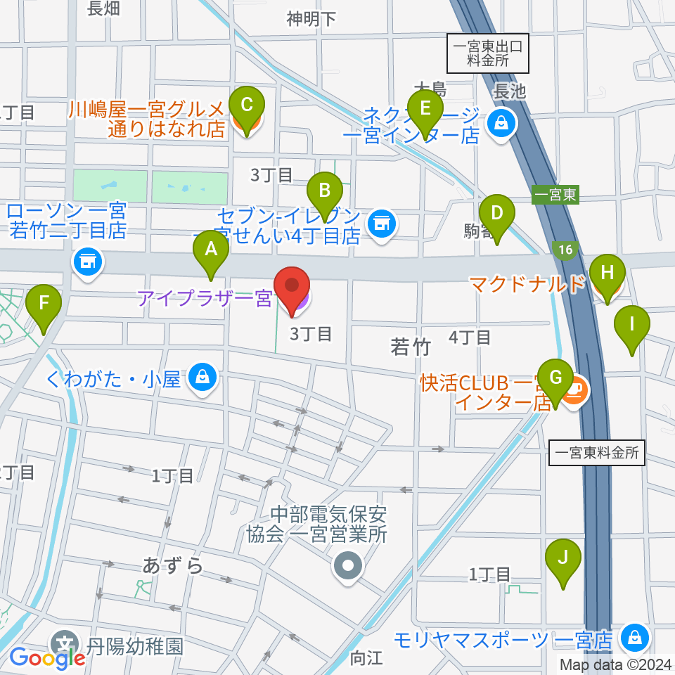 アイプラザ一宮周辺のカフェ一覧地図