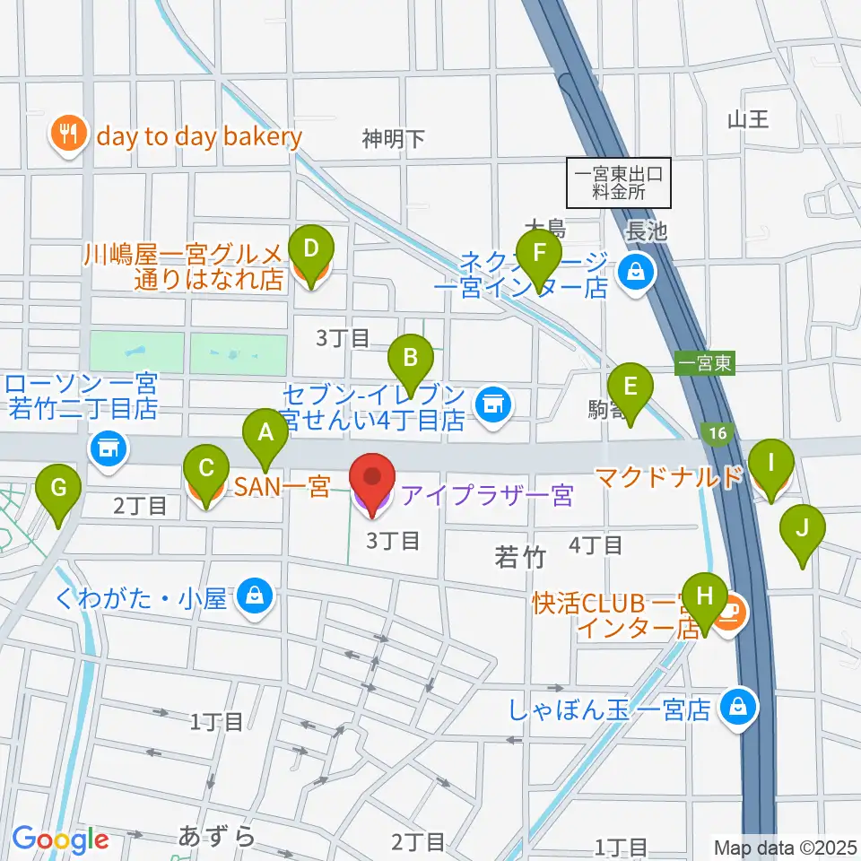 アイプラザ一宮周辺のカフェ一覧地図