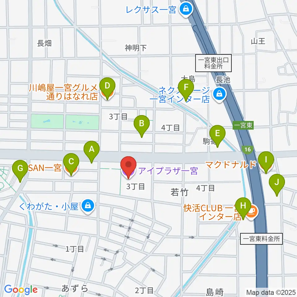アイプラザ一宮周辺のカフェ一覧地図
