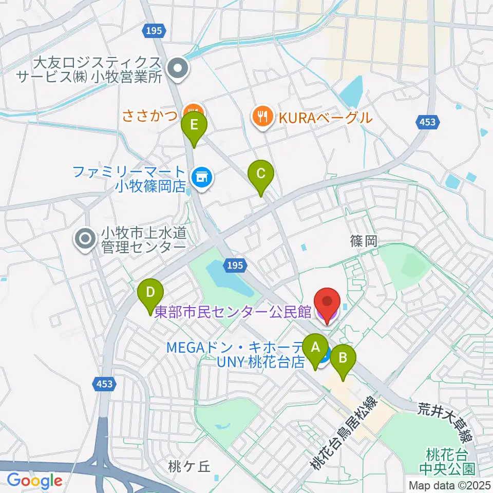 小牧市東部市民センター周辺のカフェ一覧地図