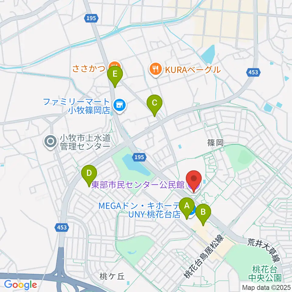 小牧市東部市民センター周辺のカフェ一覧地図