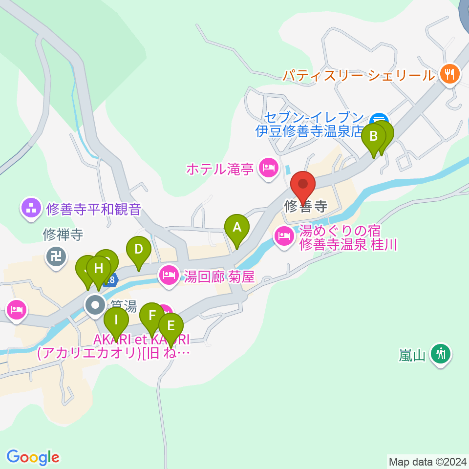 修善寺総合会館周辺のカフェ一覧地図