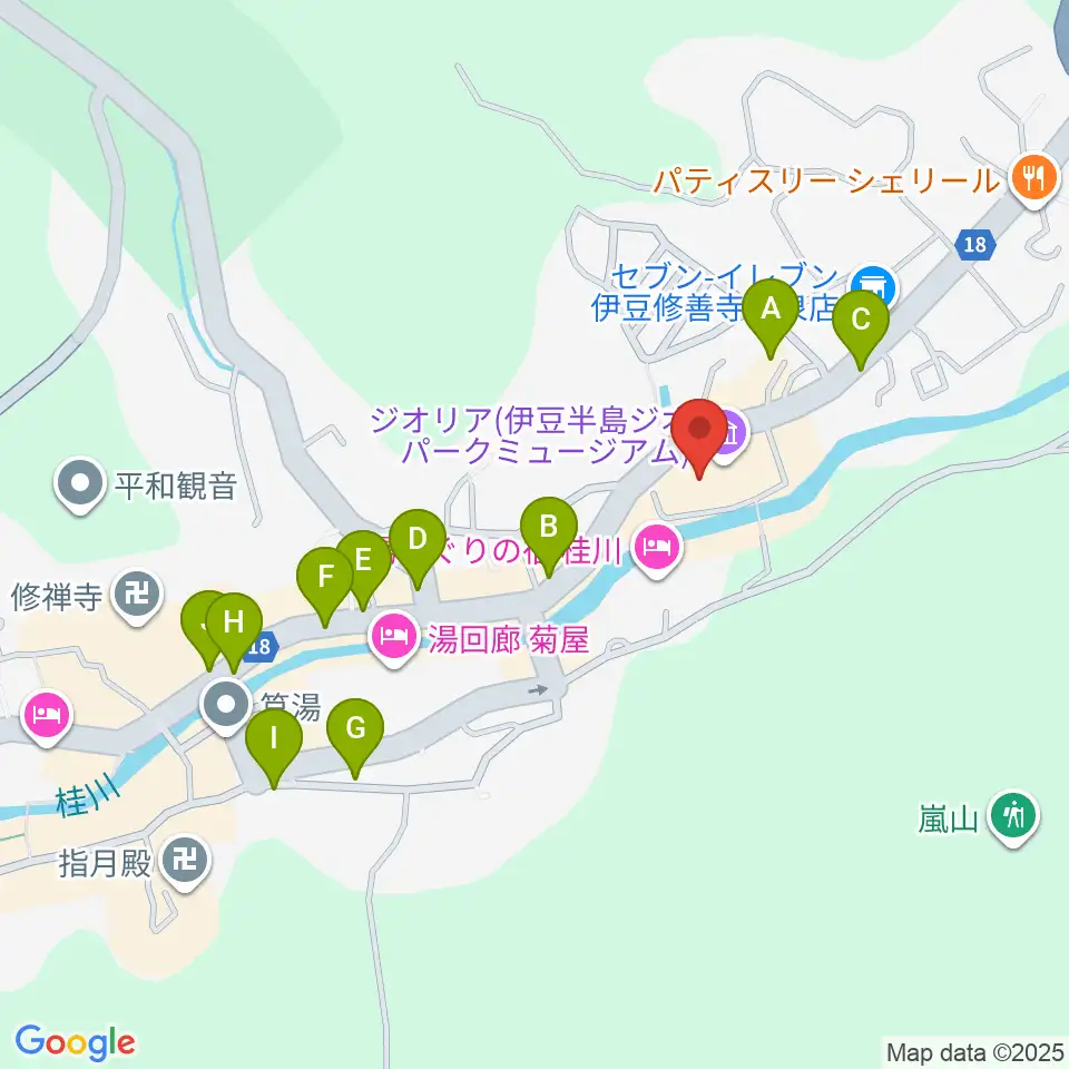 修善寺総合会館周辺のカフェ一覧地図