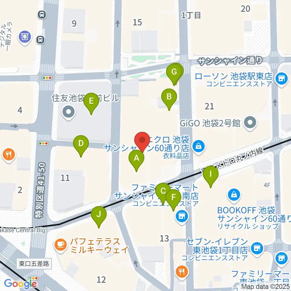 ミクサライブ東京周辺のカフェ一覧地図