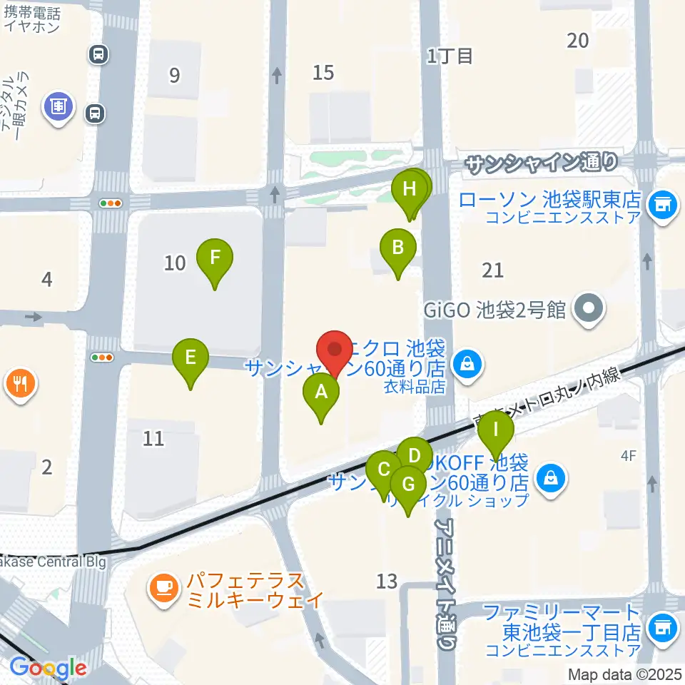 ミクサライブ東京周辺のカフェ一覧地図