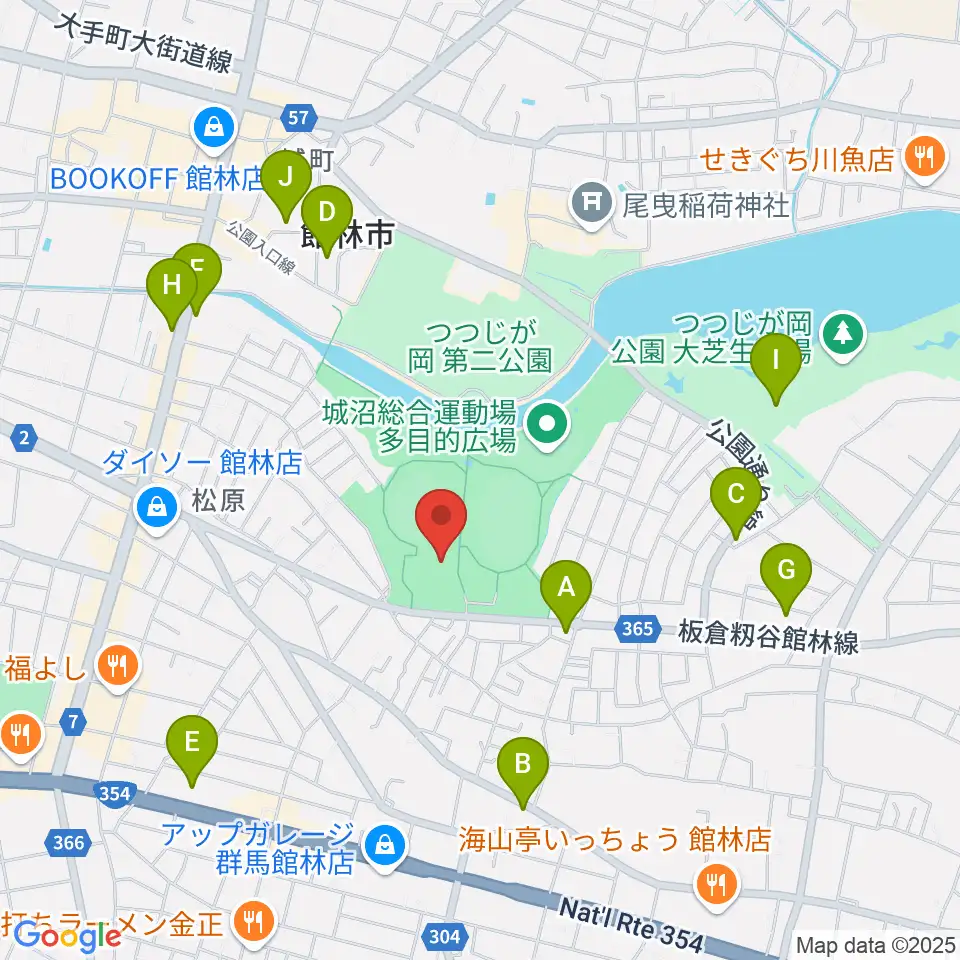 ダノン城沼アリーナ周辺のカフェ一覧地図