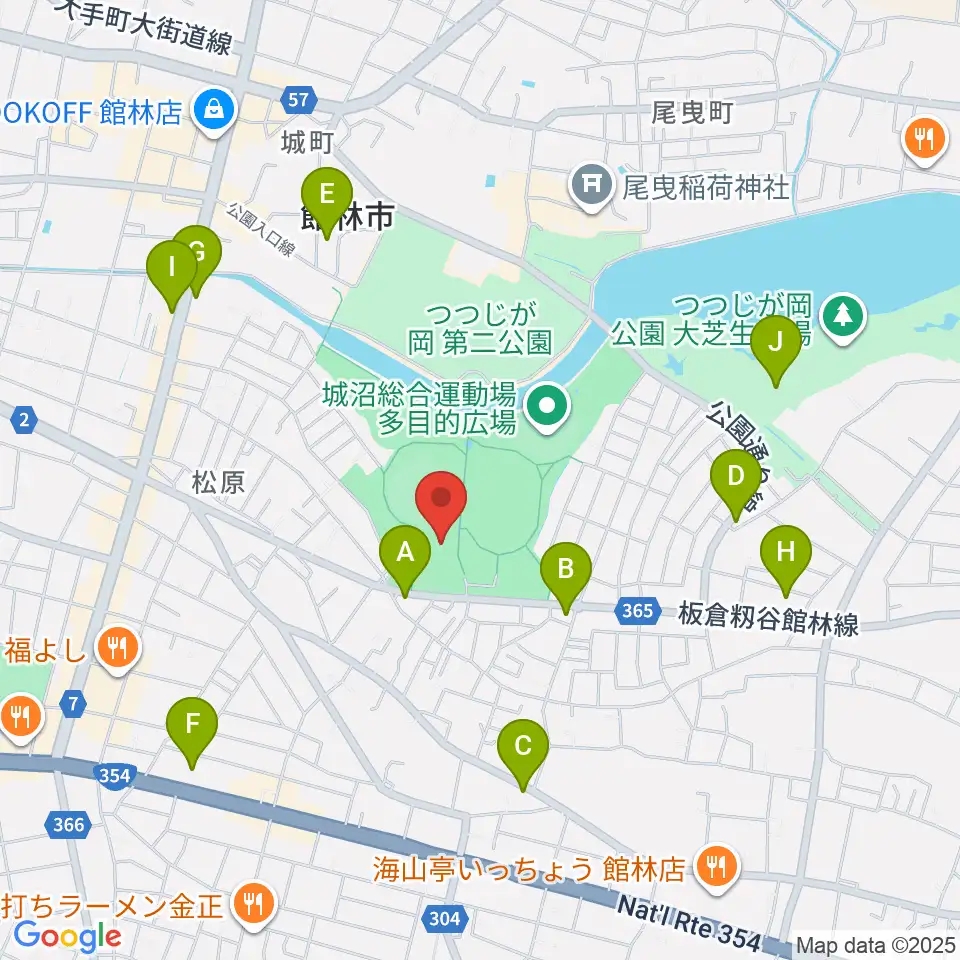 ダノン城沼アリーナ周辺のカフェ一覧地図
