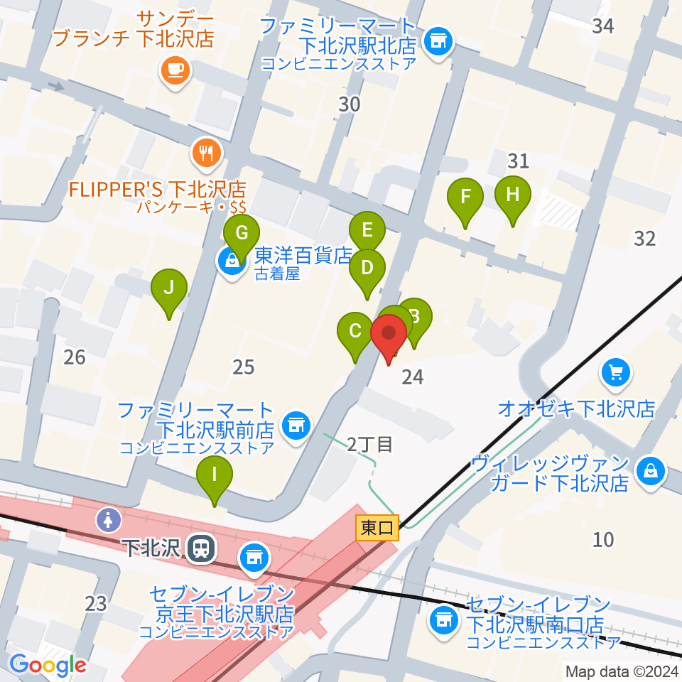 下北沢Flowers Loft周辺のカフェ一覧地図