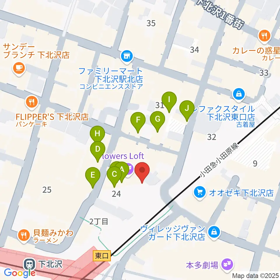 下北沢Flowers Loft周辺のカフェ一覧地図