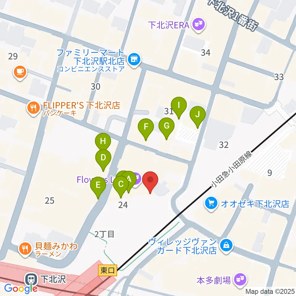 下北沢Flowers Loft周辺のカフェ一覧地図