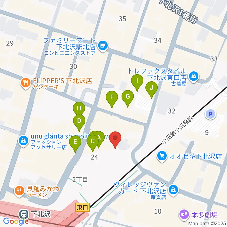 下北沢Flowers Loft周辺のカフェ一覧地図